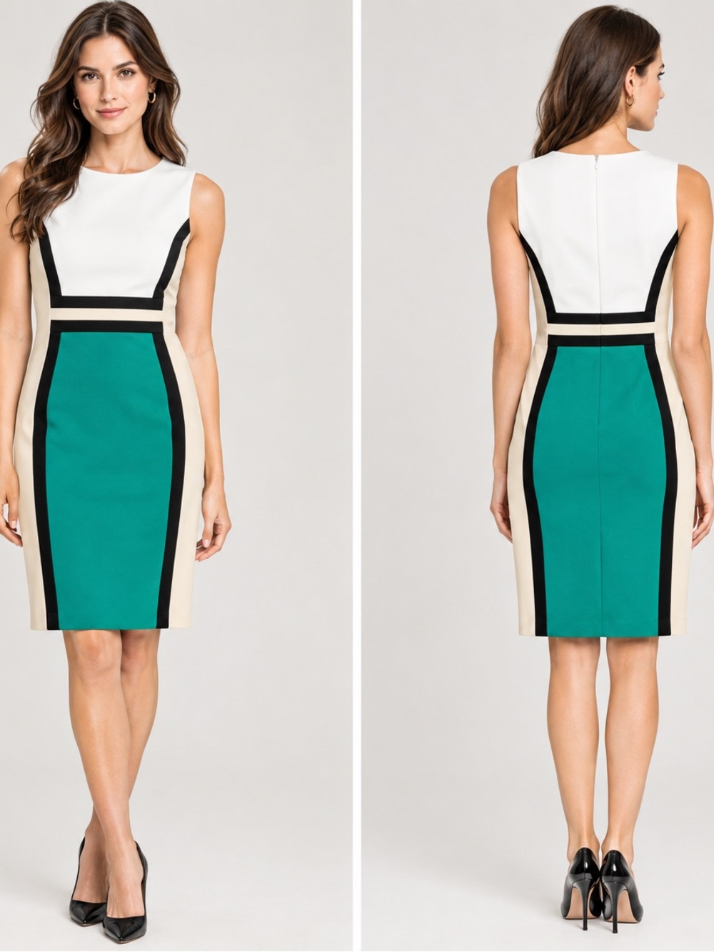 NEW✨NEW✨ Calvin Klein Sleeveless Dress in Teal and Cream size 4